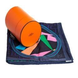 Pre Owned Hermes Blue Jeu De Soie Silk Square Scarf