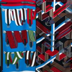 Pre Owned Hermes Cobalt Blue Double Sangle Silk Square Scarf