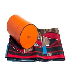 Pre Owned Hermes Cobalt Blue Double Sangle Silk Square Scarf