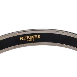 Pre Owned Hermès Sans Coloris Narrow Enamel Palladium Plated Bangle Bracelet