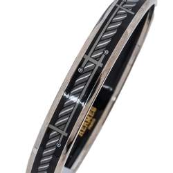 Pre Owned Hermès Sans Coloris Narrow Enamel Palladium Plated Bangle Bracelet