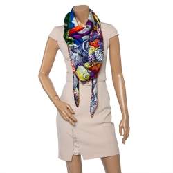 Pre Owned Hermés Multicolor Sieste au Paradis Silk Giant Scarf