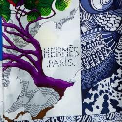 Pre Owned Hermés Multicolor Sieste au Paradis Silk Giant Scarf