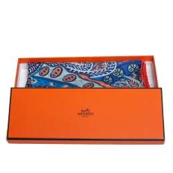 Pre Owned Hermès Cobalt Blue Jardin de la Maharani Silk Gavroche Scarf