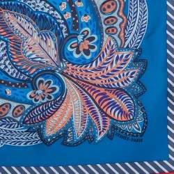 Pre Owned Hermès Cobalt Blue Jardin de la Maharani Silk Gavroche Scarf