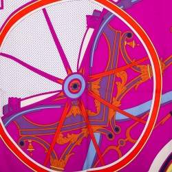 Pre Owned Hermes Fuschia Washington's Carriage Detail Washed Silk Scarf
