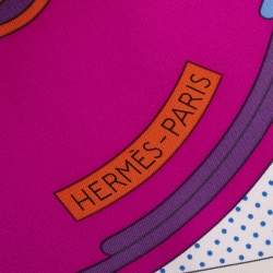 Pre Owned Hermes Fuschia Washington's Carriage Detail Washed Silk Scarf