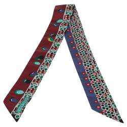 Pre Owned Hermés Burgundy Parures Des Maharajas Silk Twilly