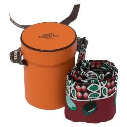 Pre Owned Hermés Burgundy Parures Des Maharajas Silk Twilly