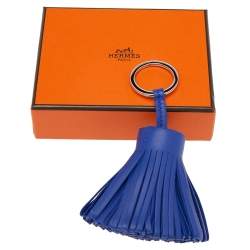 Pre Owned Hermes Blue Leather Carmen Tassel Key Ring