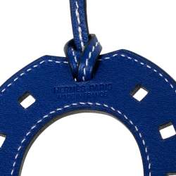 Pre Owned Hermes Electric Blue Leather Paddock Fer A Cheval Horse Shoe Bag Charm