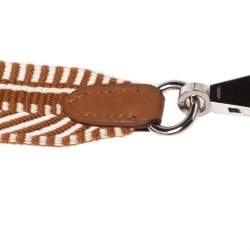 Pre Owned Hermes Brown/White Canvas Sangle Cavele 25 Bag Strap