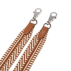 Pre Owned Hermes Brown/White Canvas Sangle Cavele 25 Bag Strap