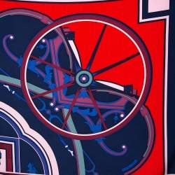Pre Owned Hermes Marine Blue/Rouge Washington's Carriage Silk Scarf