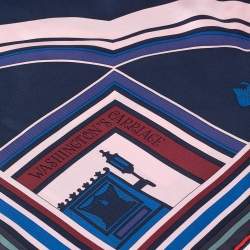 Pre Owned Hermes Marine Blue/Rouge Washington's Carriage Silk Scarf