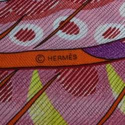 Pre Owned Hermés Orange Plumes En Fete Cashmere & Silk Scarf