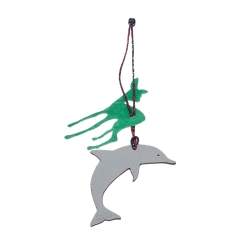 Pre Owned Hermes Rose Tyrien/Gris Mouette Petit H Dolphin Charm