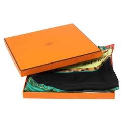 Pre Owned Hermès Black Selle D'Officier En Grande Tenue Silk Scarf