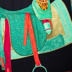 Pre Owned Hermès Black Selle D'Officier En Grande Tenue Silk Scarf