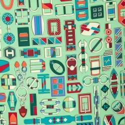 Pre Owned Hermes Green Carré en Boucles Silk Twill Scarf 