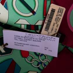 Pre Owned Hermes Green Carré en Boucles Silk Twill Scarf 