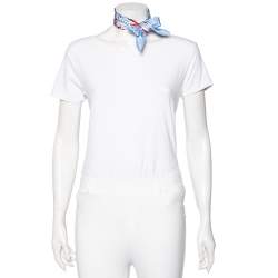 Pre Owned Hermés Blue Ex-Libris Carre Club Bandana Silk Scarf