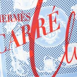 Pre Owned Hermés Blue Ex-Libris Carre Club Bandana Silk Scarf