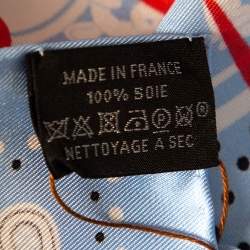 Pre Owned Hermés Blue Ex-Libris Carre Club Bandana Silk Scarf