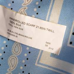 Pre Owned Hermés Blue Ex-Libris Carre Club Bandana Silk Scarf