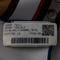 Pre Owned Hermes White Grand Tralala Silk Twill Scarf