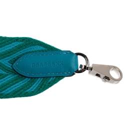Pre Owned Hermés Bleu Du Nord/Vert Véro Canvas and Swift Leather Zigzag Sangle Bag Strap