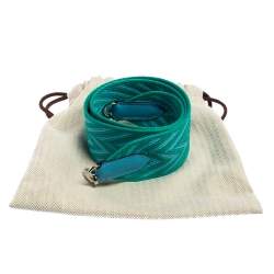 Pre Owned Hermés Bleu Du Nord/Vert Véro Canvas and Swift Leather Zigzag Sangle Bag Strap