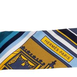 Pre Owned Hermes Blue Printed Silk Twilly