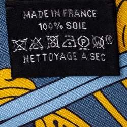 Pre Owned Hermes Blue Printed Silk Twilly