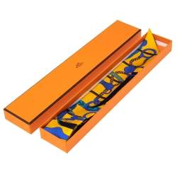 Pre Owned Hermes Yellow Printed Silk Twilly