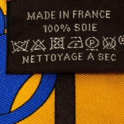 Pre Owned Hermes Yellow Printed Silk Twilly