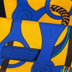 Pre Owned Hermes Yellow Printed Silk Twilly