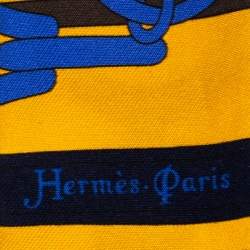Pre Owned Hermes Yellow Printed Silk Twilly