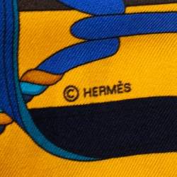 Pre Owned Hermes Yellow Printed Silk Twilly