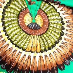 Pre Owned Hermes Green Brazil Printed Silk Square Scarf