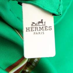 Pre Owned Hermes Green Brazil Printed Silk Square Scarf