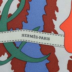 Pre Owned Hermes Multicolor Madame Monsieur Printed Silk Square Scarf