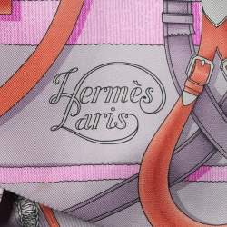 Pre Owned Hermes Multicolor Belt & Buckle Printed Silk Maxi Twilly