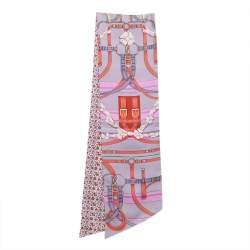 Pre Owned Hermes Multicolor Belt & Buckle Printed Silk Maxi Twilly