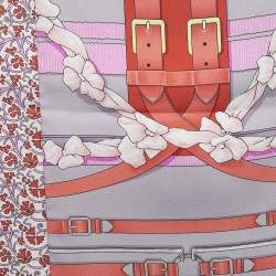 Pre Owned Hermes Multicolor Belt & Buckle Printed Silk Maxi Twilly