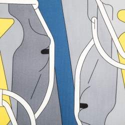 Pre Owned Hermès Blue & Grey Tête-à-Tête Equestre Cashmere & Silk Scarf