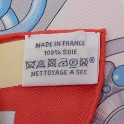Pre Owned Hermès Red & Blue Cliquetis Silk Scarf