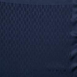 Pre Owned Hermès Navy Blue Faconnee Grand H Silk Pocket Square