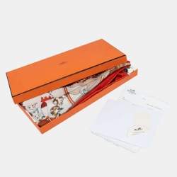 Pre Owned Hermes Orange Kachina Cashmere & Silk Kermit Oliver Scarf