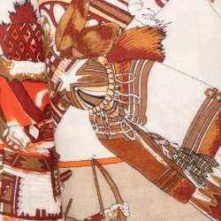Pre Owned Hermes Orange Kachina Cashmere & Silk Kermit Oliver Scarf